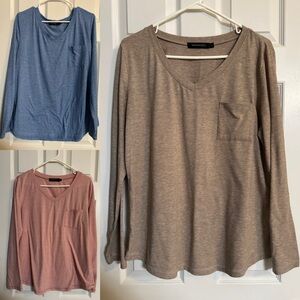 Women's V-Neck Long Sleeve Tops by Merokeety